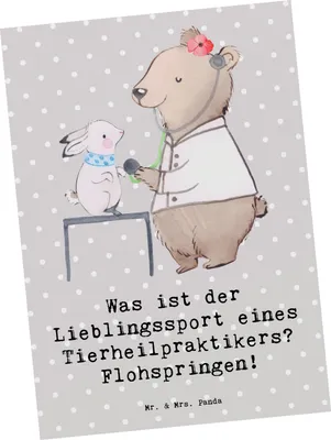 Produktbild von Mr. & Mrs. Panda Postkarte Tierheilpraktiker Humor - Grau Pastell - Geschenk, Berufsprodukte, Witz, Grußkarte, bildkarte, Beruf, Ansichtskarten, handgefertigte Geschenke