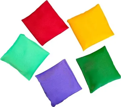 5 Stück bunte Cornhole-Säckchen für Kinder - Wurfset für den Außenbereich im Garten, 7 x 7 cm