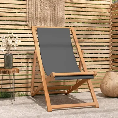 Obrázok produktu pre The Living Store Plážové skladacie kreslo z masívneho dreva Teak Grey