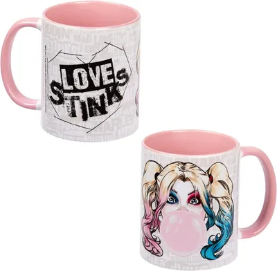 Produktbild von DC Comics Tasse Harley Quinn - Love Stinks Kaffeetasse Becher Kaffeebecher aus Keramik Rosa 320 ml