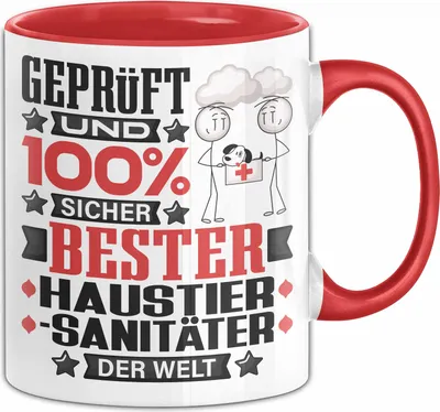 Produktbild von Haustiersanitäter Geschenk Lustiger Spruch für Haustiersanitäter Geschenkidee Bester Haustiersanitäter Der Welt (Rot)