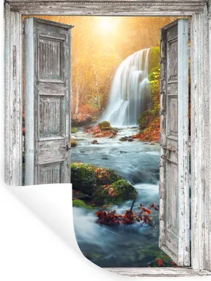 Produktbild von MuchoWow® Wandtattoo Wandsticker Wandaufkleber Wasserfall - Aussicht - Landschaft 90x120 cm Selbstklebend und Repositionierbar - Faltenfrei