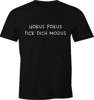 Produktbild von Herren T-Shirt Spruch Hokus Pokus Fick dich Modus Fun-Shirt Party Festival Techno Rave Oberteil Moonworks® schwarz L