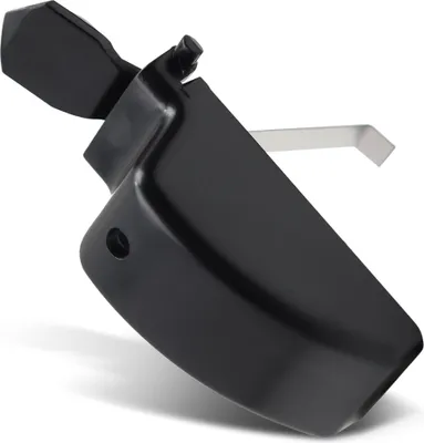 A black plastic coffee machine part with a metal component attached.