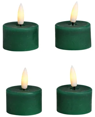 Immagine prodotto di Set di 4 candele a LED, forma tealight, con cera vera, effetto tremolante, colore verde, diametro 4,5 cm