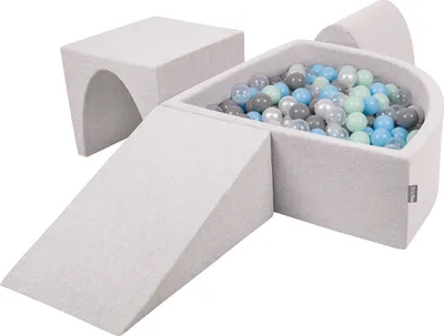 Produktbild von KiddyMoon Spielplatz Aus Schaumstoff Mit 300 Bälle 7cm Hindernisläufen Version 2 Viertel Eckig Bällebad Mit Bunten Bällen Für Babys Und Kinder