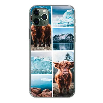 Produktbild von MuchoWow® Handyhülle Schutzhülle Hülle für iPhone 11 Pro Max Schottischer Highlander - Eiscreme - Collage Silikon Softcase Handy Hülle - Schutz