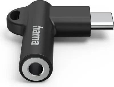 Produktbild von Aux-Adapter USB-C  3,5-mm-Klinke-Buchse, 90° Winkelstecker, Schwarz (