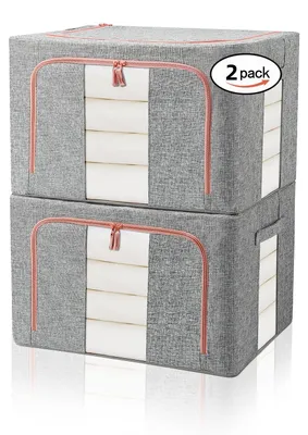 Faltboxen Oxford-Stoff 2er-Set 100 L grau mit Sichtfenster