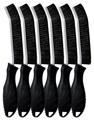 Produktbild von 6 Stück Eckenreinigungsbürsten mit Hartborsten für Bad und Küche (Schwarz)