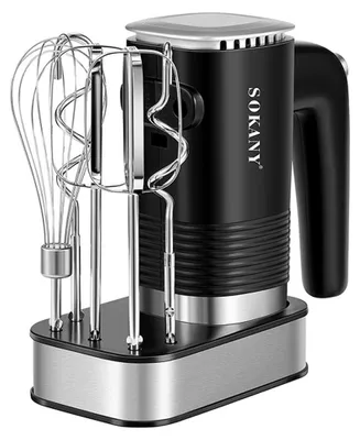 Produktbild von SOKANY 3-in-1-Handmixer 800 W, 5 Geschwindigkeiten, 5 Edelstahlaufsätze, Schwarz