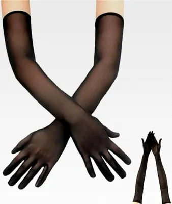 Produktbild von Lange Damenhandschuhe aus Tüll, hautfarbene Kostümhandschuhe, Netzhandschuhe für Halloween, elegante lange Armstulpen für Hochzeiten, Oper, Abendpartys und Karneval