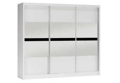 Produktbild von Kleiderschrank 250 JANETTA mit Spiegel - weiß/schwarzes Glas