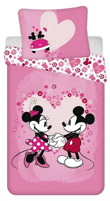 Obrázek produktu pro Dětské povlečení z mikrovlákna MICKEY AND MINNIE LOVE růžové Rozměr povlečení: 70 x 90 cm | 140 x 200 cm