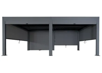 Produktbild von Pergola HWC-L46 mit 6x Seitenwand, Gartenpavillon Lamellen-Pavillon Rollo, 11cm-Alu-Gestell, sturmfest 3x6m  anthrazit
