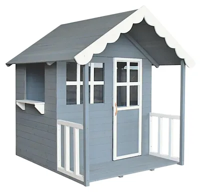 Image de Maisonnette en bois de GINGER HOME, dimensions 139 x 143,5 x 149 cm, idéale pour les jeux en extérieur, dans la cour et dans le jardin