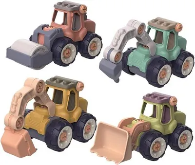 Produktbild von 5 Stück Baukraft-Spielzeug, 4 Stück Spielzeug-LKW-Raupenbagger mit Schraubenzieher, Spielzeug-Auto-Set für Kinder von 1 bis 5 Jahren