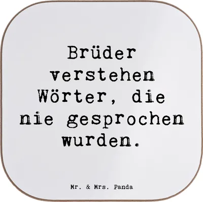 Produktbild von Mr. & Mrs. Panda Glasuntersetzer personalisiert Bruderverständnis - Weiß - Geschenk, Familie, Bierdeckel, Verständnis, Bruder, Liebe, Familienbande, Bruderherz, Mit Namen
