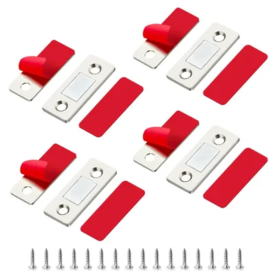 4er-Set magnetische Kastentüren, Edelstahl, selbstklebend, silber
