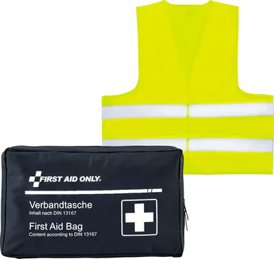 Immagine prodotto di FIRST AID ONLY P-10038 FIRST AID ONLY Erste-Hilfe-Tasche mit Warnweste DIN 13167 schwarz