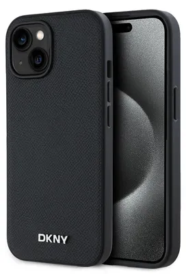 Obrázok produktu pre DKNYPolyuretánkožený kryt so strieborným kovovým logom MagSafe pre iPhone 14 čierny (DKHMP14SPGHLMK)