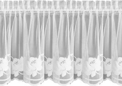 Obrázek produktu pro EUROFIRANY  | Záclona – záclonka – s květinovou výšivkou – 40 x 150 cm – záclona s očky – bílá