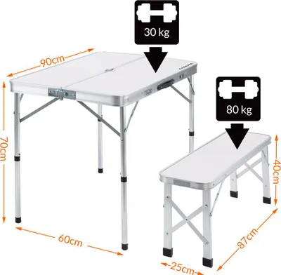 Image de Ensemble table de camping bancs camping Valise de transport table camping pliante banc