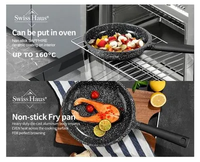Image de Poêle 24cm Tous feux dont induction Moucheté Swiss Haus SH-MFP24S
