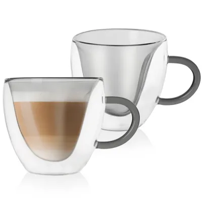 Obrázek produktu pro Termo sklenice DOUBLE s dvojitou stěnou na kávu a čaj 280 ml 2 ks.