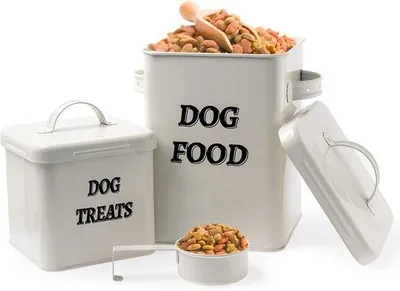 Produktbild von Famanu Aufbewahrungsbox für Hundefutter, luftdicht, mit Handgriff und Schaufel - Weiß