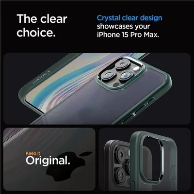 Obrázok produktu pre Spigen ACS06569, Ochranný obal, Apple, iPhone 15 Pro Max, 17 cm (6.7"), Zelená, Priehľadná