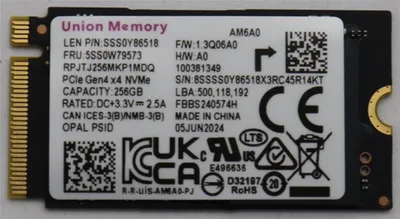 Produktbild von Lenovo Union Memory - SSD - verschlüsselt - 256 GB - intern - M.2 2242 - PCIe 4.0 x4 (NVMe)
