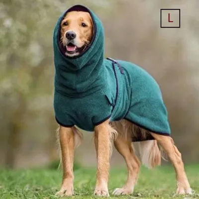 Produktbild von Hundebademantel mit Kapuze + gratis Pfoten-Handtuch, Geschenk-Set, 4 x saugfähig, 100 % Mikrofaser