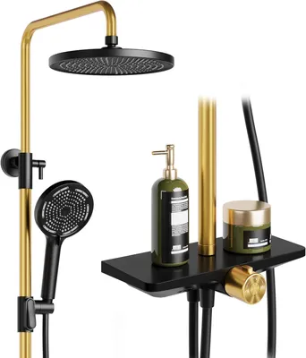 Immagine prodotto di Set doccia senza miscelatore, in acciaio inossidabile, 25 cm, con barra doccia regolabile, per bagno