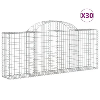 Produktbild von Gabionen mit Hochbogen 30 Stk. 200x30x80/100cm Verzinktes Eisen