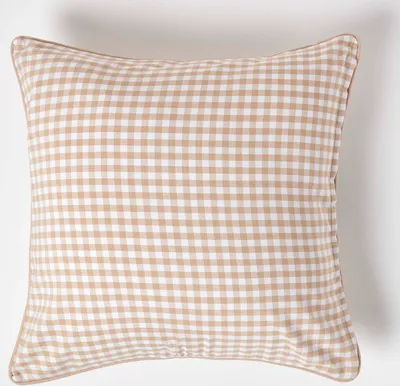 Obrázek produktu pro HOMESCAPES Bavlněný povlak na polštář Gingham, 60 x 60 cm, béžový