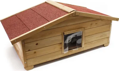 Produktbild von Wiltec Großes Katzenhaus 99 x 52 x 42 cm aus Holz, Katzenhütte für Garten oder Terasse, Wurfkiste isoliert wetterfest, Katzenhöhle
