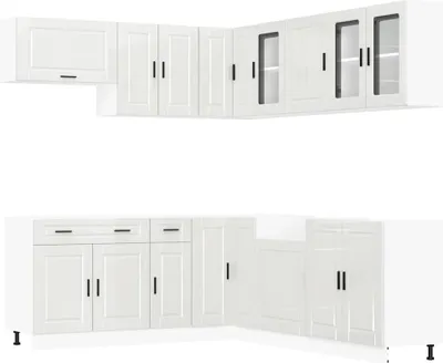 Produktbild von 11-tlg. Küchenschrank-Set Porto Hochglanz-Weiß Holzwerkstoff