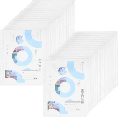 Produktbild von A4-Mappe für Dokumente, transparent, wasserdicht, 30 Stück, Klammern und Etikettfeld