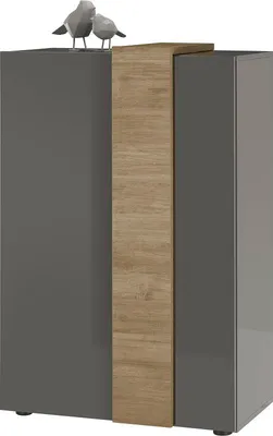 Produktbild von Highboard Positano | grau Hochglanz / Eiche Mercure