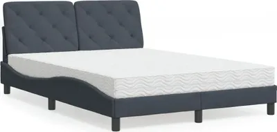 Image de vidaXL Lit avec matelas gris foncé 140x190 cm velours