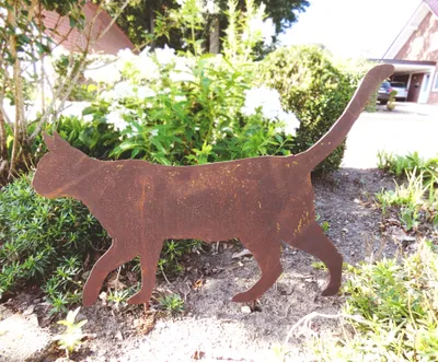 Produktbild von Edelrost Katze laufend 52x38 cm Gartenstecker