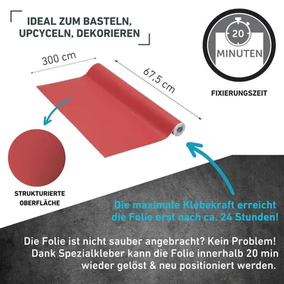 Produktbild von Klebefolie Unimatt rot - 67,5x300cm