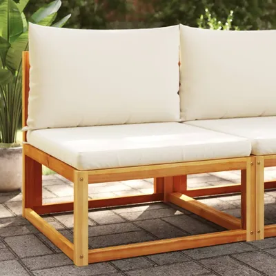 Produktbild von Gartensessel ohne Armlehnen mit Kissen Massivholz Akazie, Gartensofas 2024 Neu