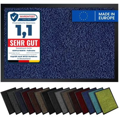 Produktbild von Gentle North Hochwertige Fußmatte blau 90x150 groß für Innen & Außen - Schmutzfangmatte rutschfest, waschbar & wetterfest