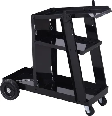 Imagen del producto de Carro de soldadura, carro para equipos de soldadura. Con 3 estantes, carro para bombonas de gas, cadena de seguridad, color , 71X39X70 Cm
