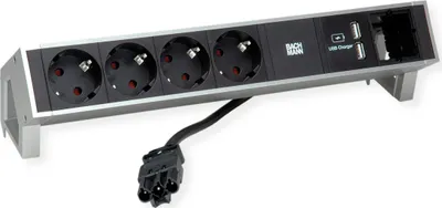 Produktbild von BACHMANN DESK2 4x Schutzkontakt 1x USB-Charger, Aluminium