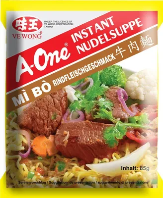 Image de A One Soupe instantanée aux nouilles au goût de bœuf corsé 85g