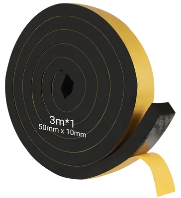 Imagen del producto de Cinta de sellado autoadhesiva de espuma, 3 metros de largo, 50 mm de ancho y 10 mm de grosor, color , para puertas y ventanas