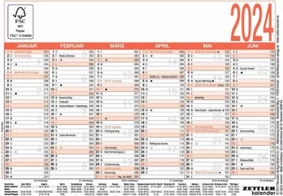 Produktbild von ZETTLER 602529 Tafelkalender - A6 quer, 6 Monate / 1 Seite, Karton